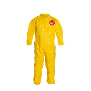 DuPont™ Tychem® 2000 X-Large Yellow Bound Coveralls with Collar, Storm Flap & Elastic Wrists/Ankles