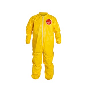 DuPont™ Tychem® 2000 Large Yellow Serged Coveralls with Collar, Storm Flap & Elastic Wrists/Ankles