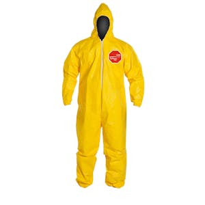 DuPont™ Tychem® 2000 Large Yellow Coveralls with Attached Hood & Elastic Face, Wrists & Ankles