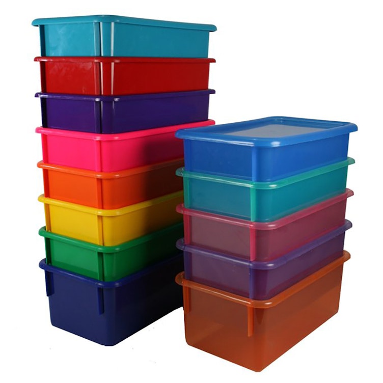 LOT Plastic Storage Snack Containers Boxes with Lock-Top Lids Blue - 6 qty  NEW