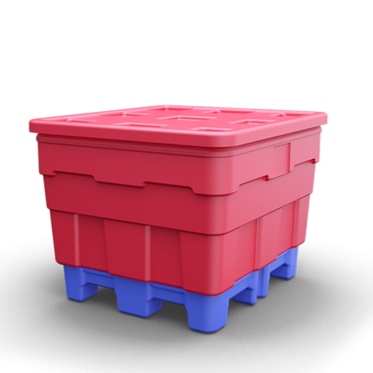 Royal Blue Meese Sanitary Bulk Container with Lid (2000 lbs. Capacity) - 45" L x 50" W x 36.3" Hgt.
