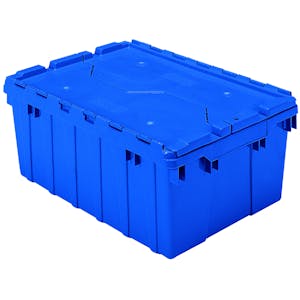 Blue Akro-Mils® Attached Lid Container - 21-1/2" L x 15" W x 9" Hgt. OD
