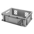 16" L x 12" W x 4-1/2" Hgt. Gray Container with Mesh Sides & Solid Base