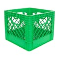 Green Vented Dairy Crate - 13.1" L x 13.1" W x 11" Hgt.
