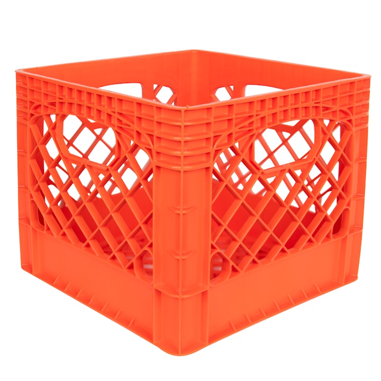 Orange Vented Dairy Crate - 13.1" L x 13.1" W x 11" Hgt.