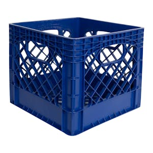 Blue Vented Dairy Crate - 13.1” L x 13.1” W x 11” Hgt.