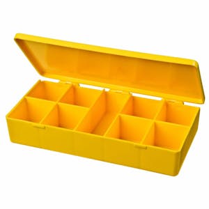 M-Series Yellow Polypropylene Box with 9 Compartments - 6.75" L x 3.19" W x 1.19" Hgt.