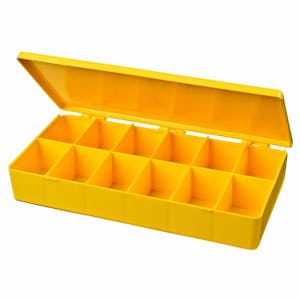 M-Series Yellow Polypropylene Box with 12 Compartments - 8" L x 4" W x 1.19" Hgt.