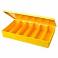 M-Series Yellow Polypropylene Box with 6 Compartments - 10.5" L x 6.19" W x 1.6" Hgt.