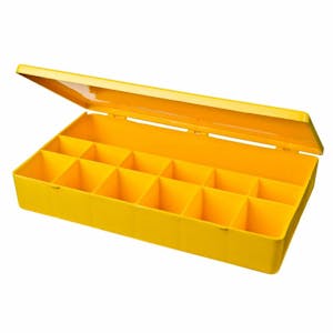 M-Series Yellow Polypropylene Box with 13 Compartments - 10.5" L x 6.19" W x 1.6" Hgt.