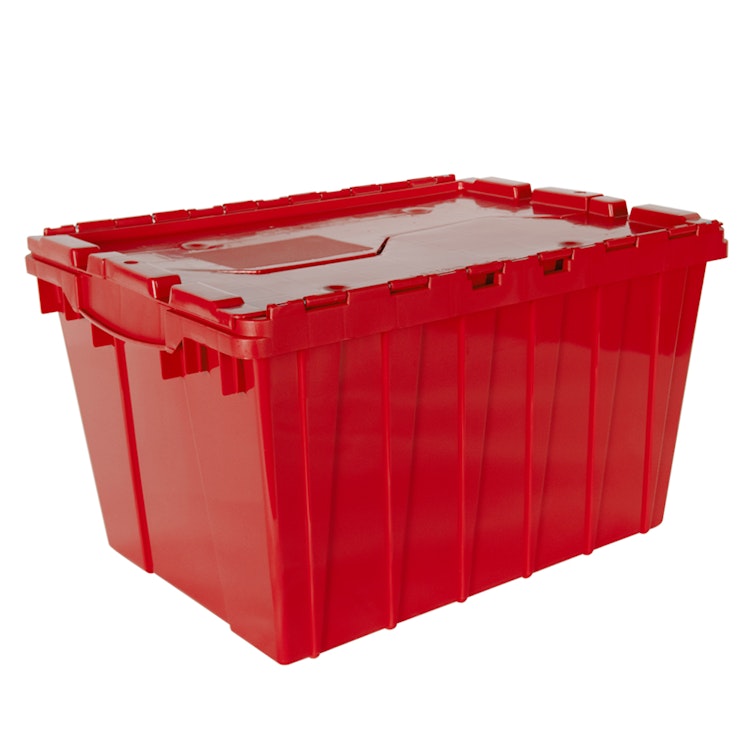 Red Akro-Mils® Attached Lid Container - 21-1/2