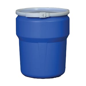 10 Gallon Blue Open Head Poly Drum with Plastic Lever-Lock Ring
