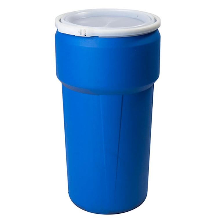 20 Gallon Blue Open Head Poly Drum with Plastic Lever-Lock Ring