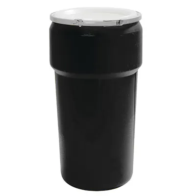 20 Gallon Black Open Head Poly Drum with Plastic Lever-Lock Ring