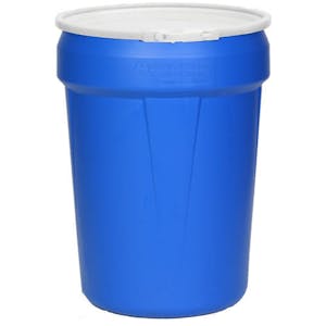 30 Gallon Blue Open Head Poly Drum with Plastic Lever-Lock Ring