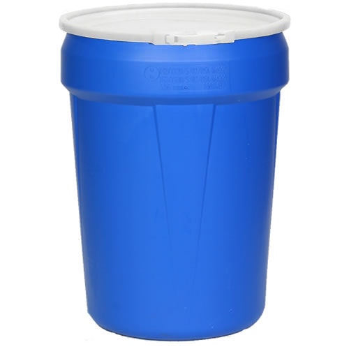 30 Gallon Blue Open Head Poly Drum with Plastic Lever-Lock Ring