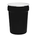 30 Gallon Black Open Head Poly Drum with Plastic Lever-Lock Ring