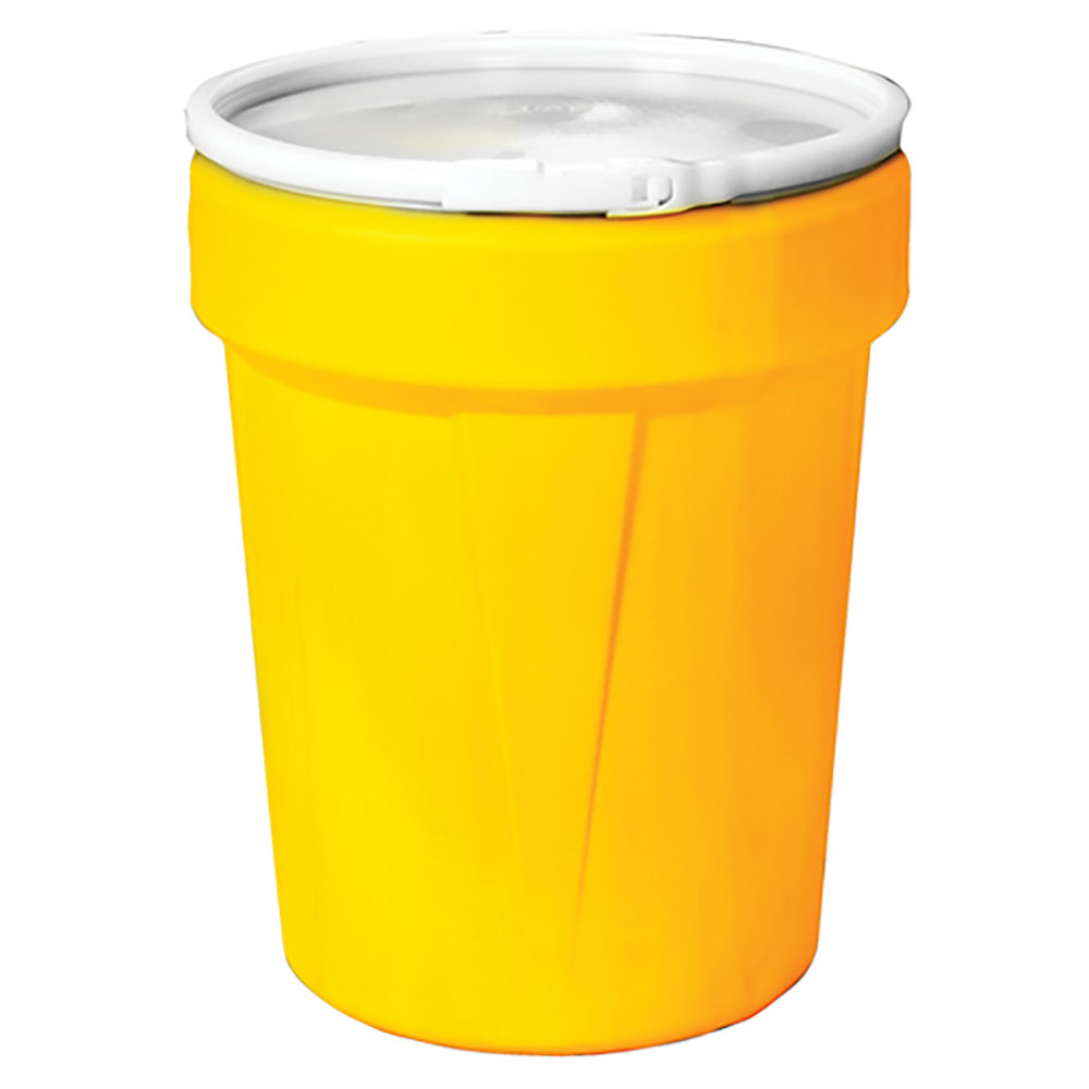 40 Gallon Yellow Open Head Poly Drum with Plastic Lever-Lock Ring