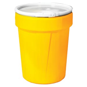 40 Gallon Yellow Open Head Poly Drum with Plastic Lever-Lock Ring