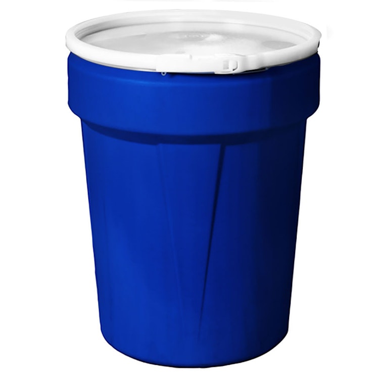 40 Gallon Blue Open Head Poly Drum with Plastic Lever-Lock Ring