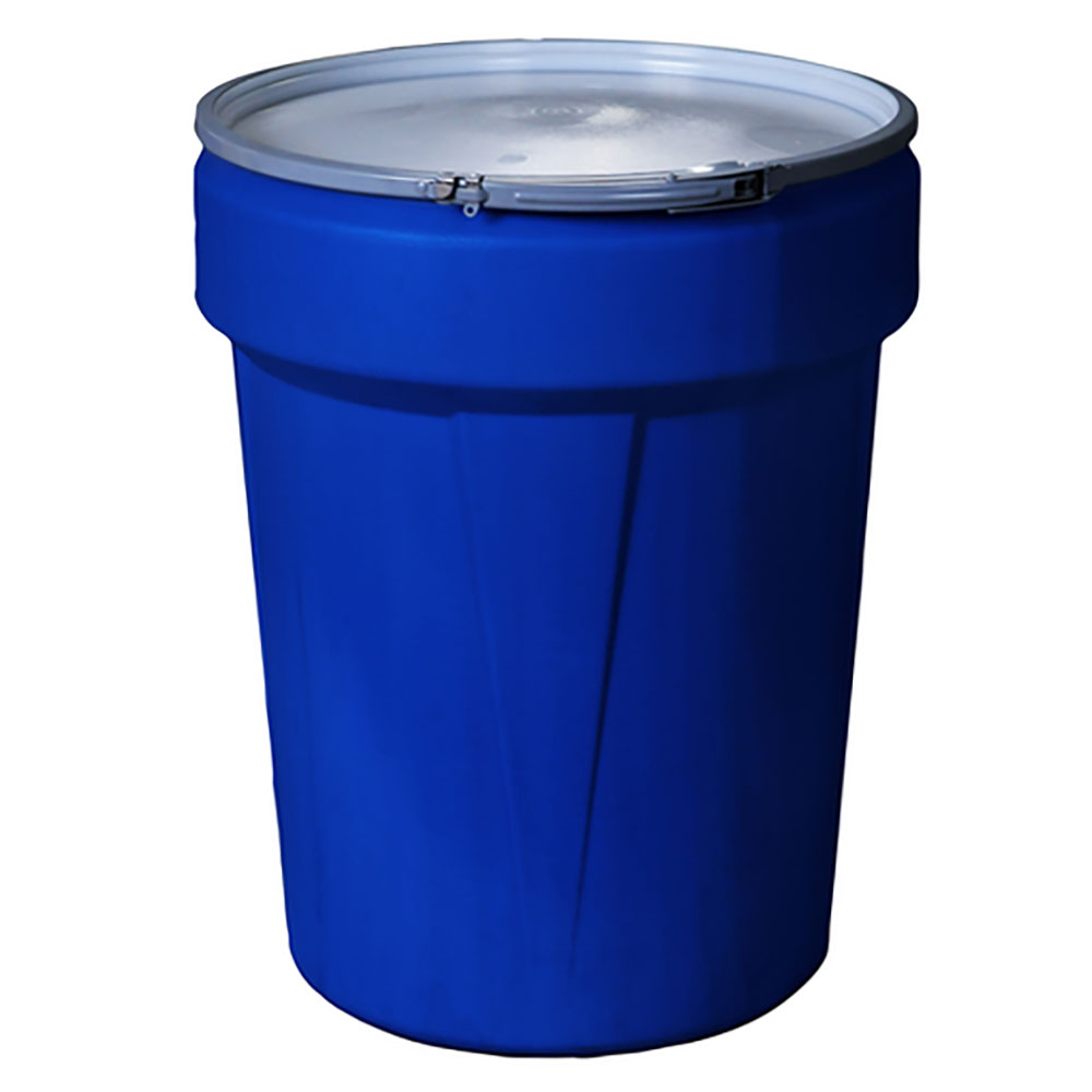 10 Gallon Blue Open Head Poly Drum with Metal Lever-Lock Ring