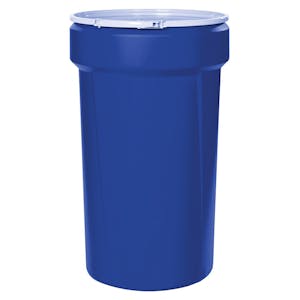 55 Gallon Blue Open Head Poly Drum with Plastic Lever-Lock Ring