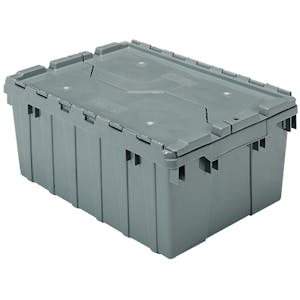 Gray Akro-Mils® Attached Lid Container - 21-1/2" L x 15" W x 9" Hgt. OD
