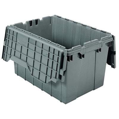 Gray Akro-Mils® Attached Lid Container 21-1/2" L x 15" W x 12-1/2" Hgt. OD