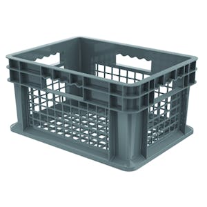 16" L x 12" W x 8" Hgt. Akro-Mils® Straight-Walled Gray Container w/Mesh Sides & Base