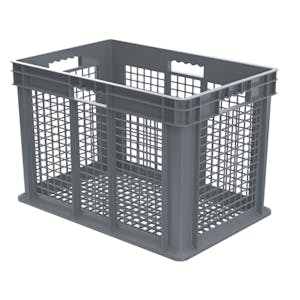 24" L x 16" W x 16" Hgt. Akro-Mils® Straight-Walled Gray Container w/Mesh Sides & Base
