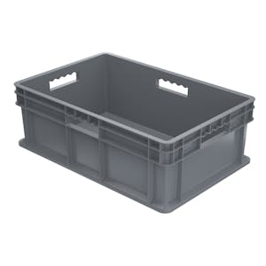24" L x 16" W x 8" Hgt. Akro-Mils® Straight-Walled Gray Container w/Solid Sides & Base