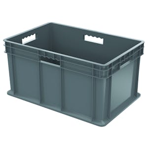24" L x 16" W x 12" Hgt. Akro-Mils® Straight-Walled Gray Container w/Solid Sides & Base