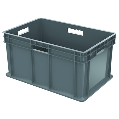 16" L x 12" W x 8" Hgt. Akro-Mils® Straight-Walled Gray Container w/Solid Sides & Base