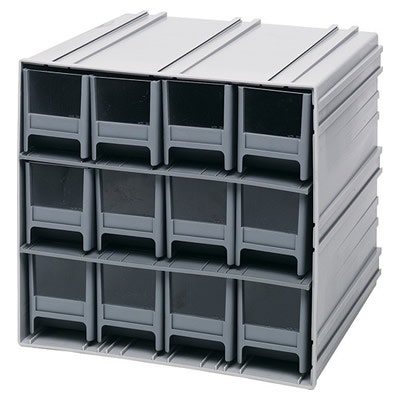 Interlocking Storage Cabinet with 12 IDR 202 Drawers | U.S. Plastic Corp.