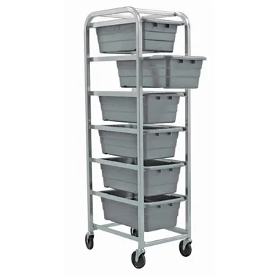 6-Tub Gray Rack Cart - 27" L x 19" W x 71" Hgt.