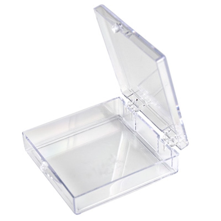 Small Square Hinged Lid Plastic Box Containers Made In USA