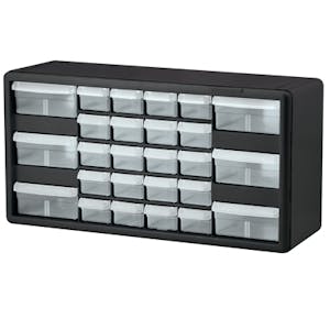 26 Drawer Black Plastic Storage Cabinet 20" L x 6-3/8" W x 10-11/32" Hgt.