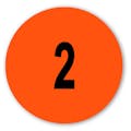 Number "2" Round Paper Label with Orange Background - 2" Dia.