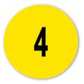 Number "4" Round Paper Label with Yellow Background - 2" Dia.