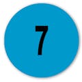 Number "7" Round Paper Label with Blue Background - 2" Dia.
