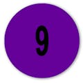 Number "9" Round Paper Label with Purple Background - 2" Dia.