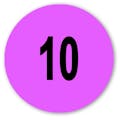 Number "10" Round Paper Label with Violet Background - 2" Dia.