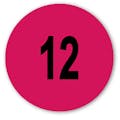 Number "12" Round Paper Label with Magenta Background - 2" Dia.