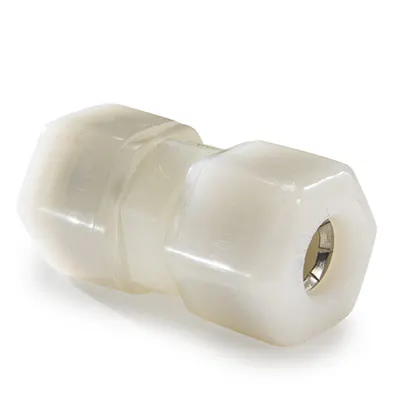 1/4" Nom. Tube OD x 1/4" Nom. Tube OD White Nylon Union Connector