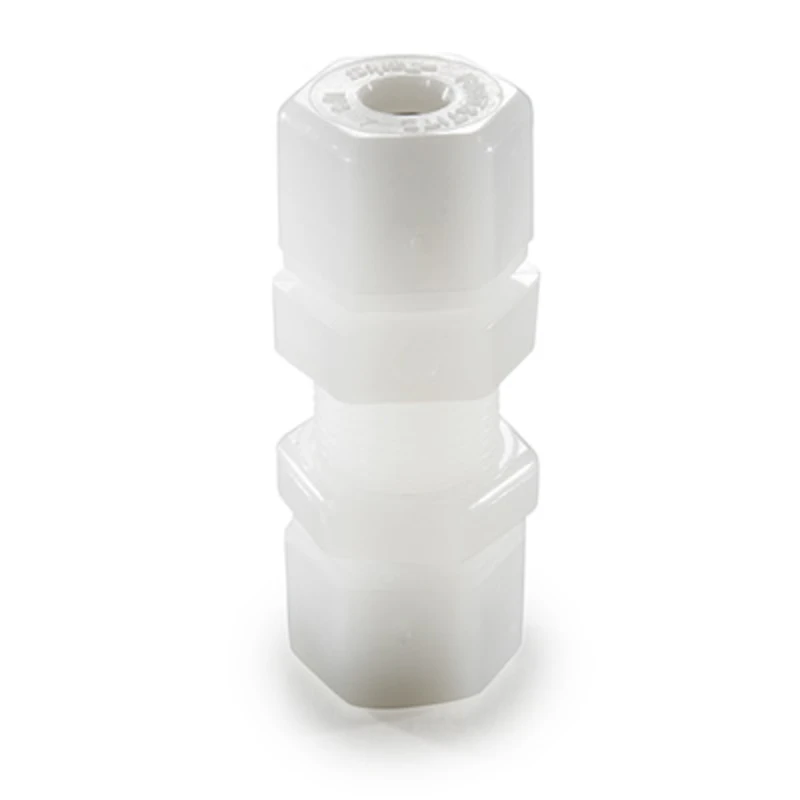 1/4" Nom. Tube OD White Nylon Bulkhead Connector