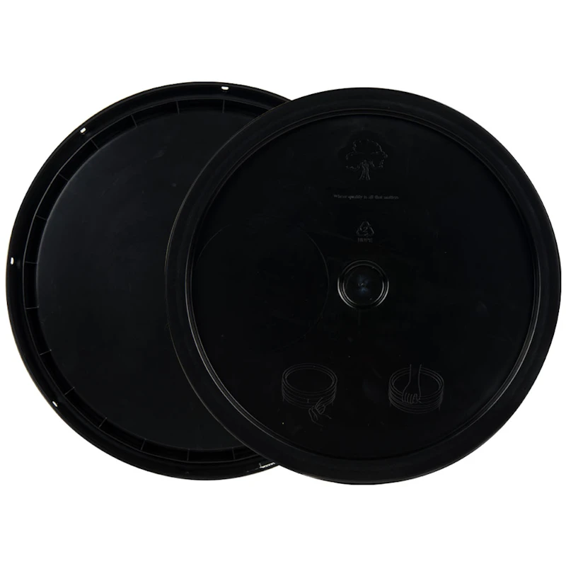 3-1/2 to 5-1/4 Gallon Black HDPE Economy Round Bucket Lid with Tear Tab