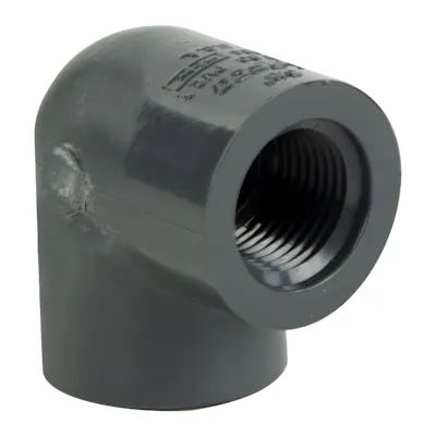 3/8" Schedule 80 Gray PVC Threaded 90° Elbow