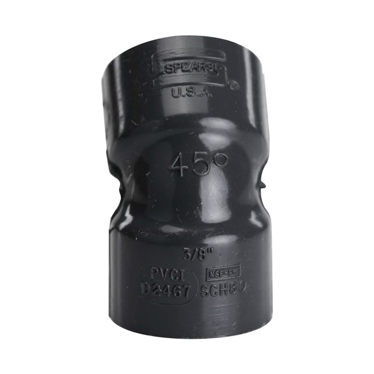 3/8" NPT Schedule 80 Gray PVC Threaded 45° Elbow