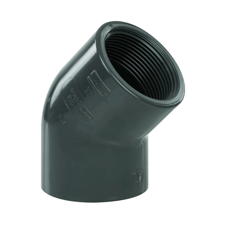 2-1/2" NPT Schedule 80 Gray PVC Threaded 45° Elbow