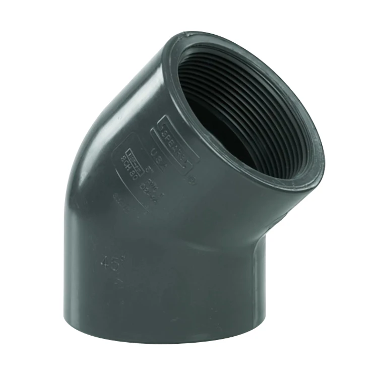3" NPT Schedule 80 Gray PVC Threaded 45° Elbow